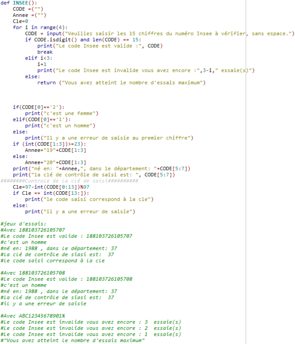 Capture d'écran du tp d'algo sur les cartes vitales