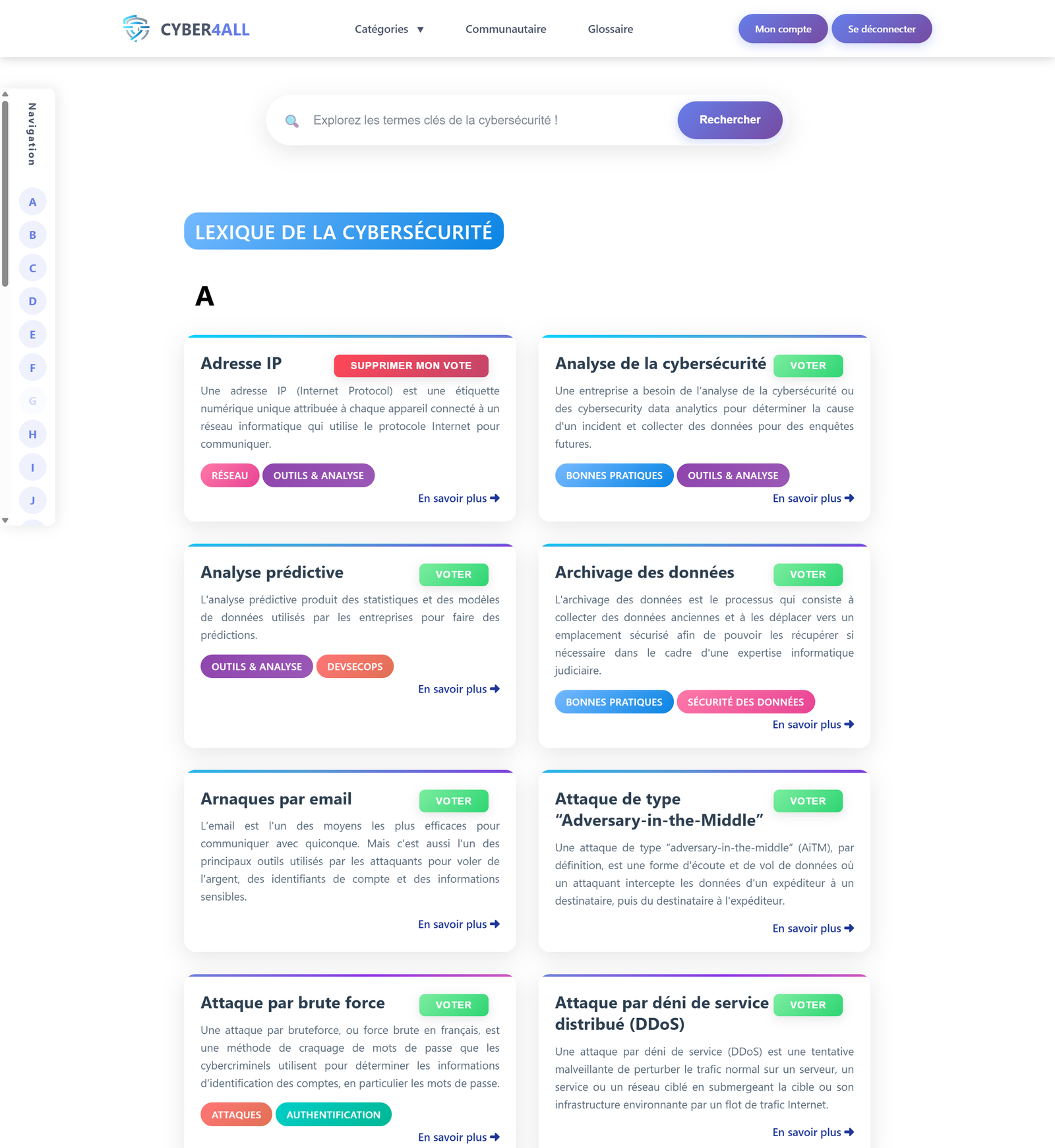 Capture d'écran du site Cyber4all
