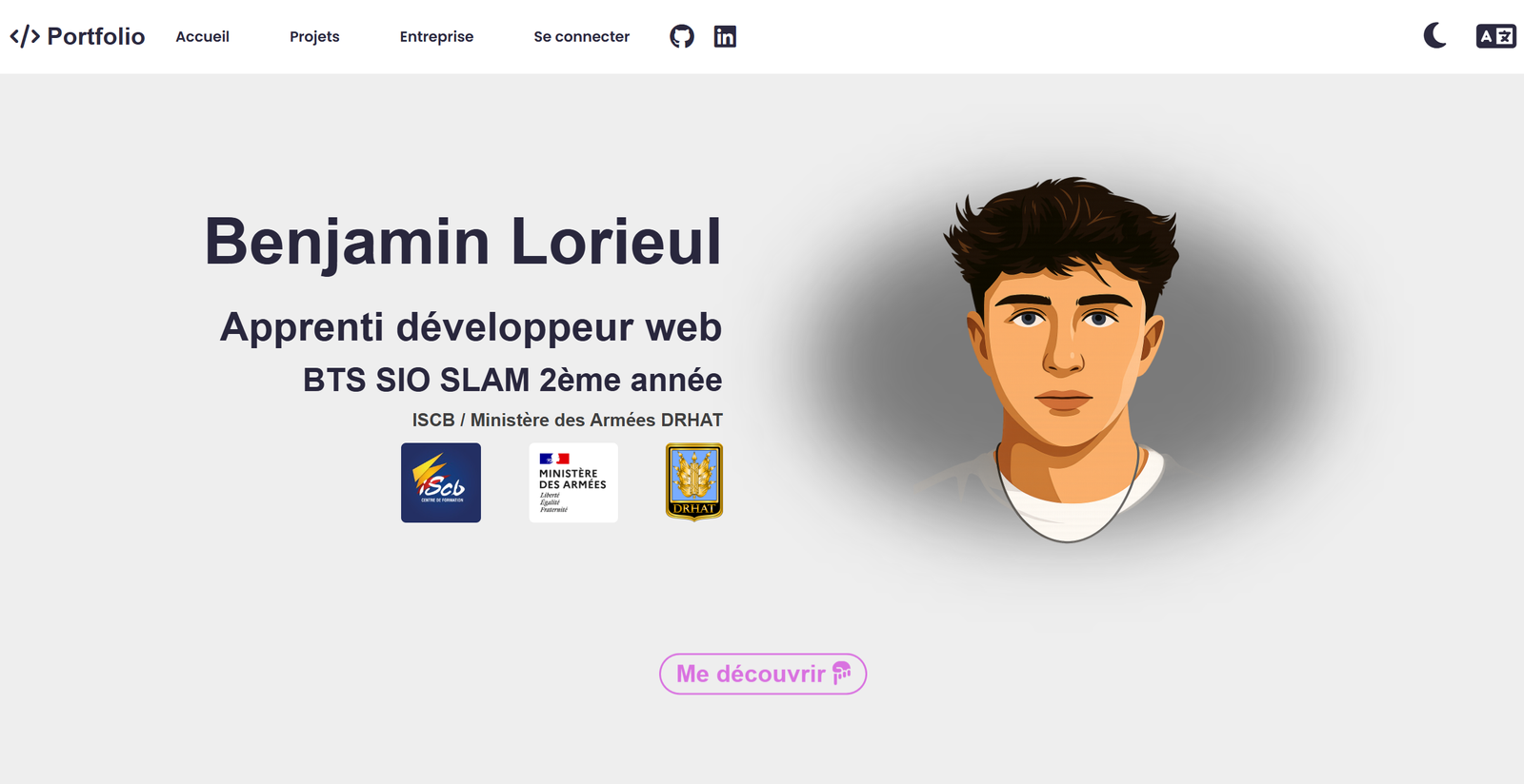 Capture d'écran de mon portfolio