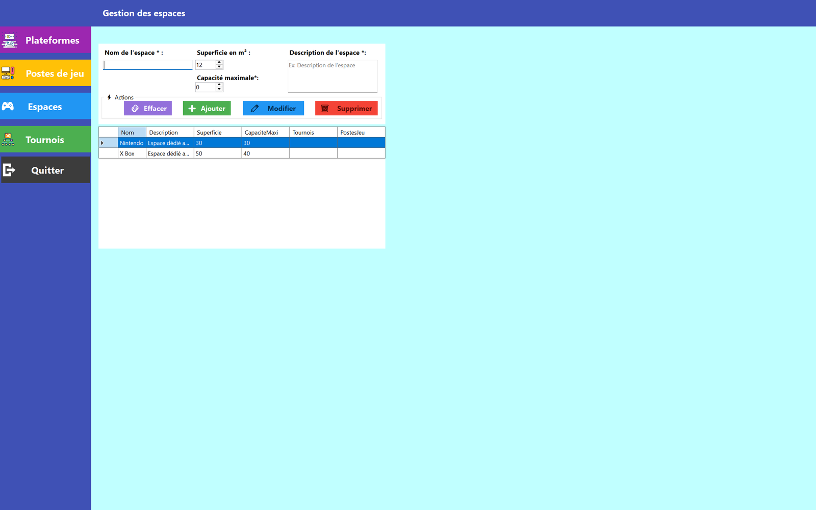 Capture d'écran de l'application